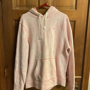 Hollister Men’s Light Pink /White Pullover Hoodie Sweatshirt Size XL